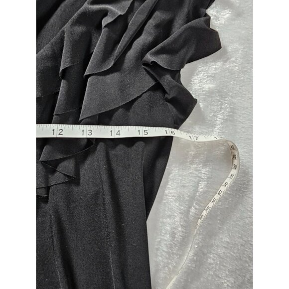 ENFOCUS STUDIO Sleeveless Ruffled Front Collarless Shift Dress-Black-SZ 10 - Picture 6 of 8